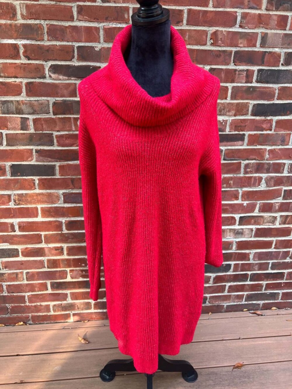 Super Soft and Pretty Red Cowl Neck Sweater Dress Size L